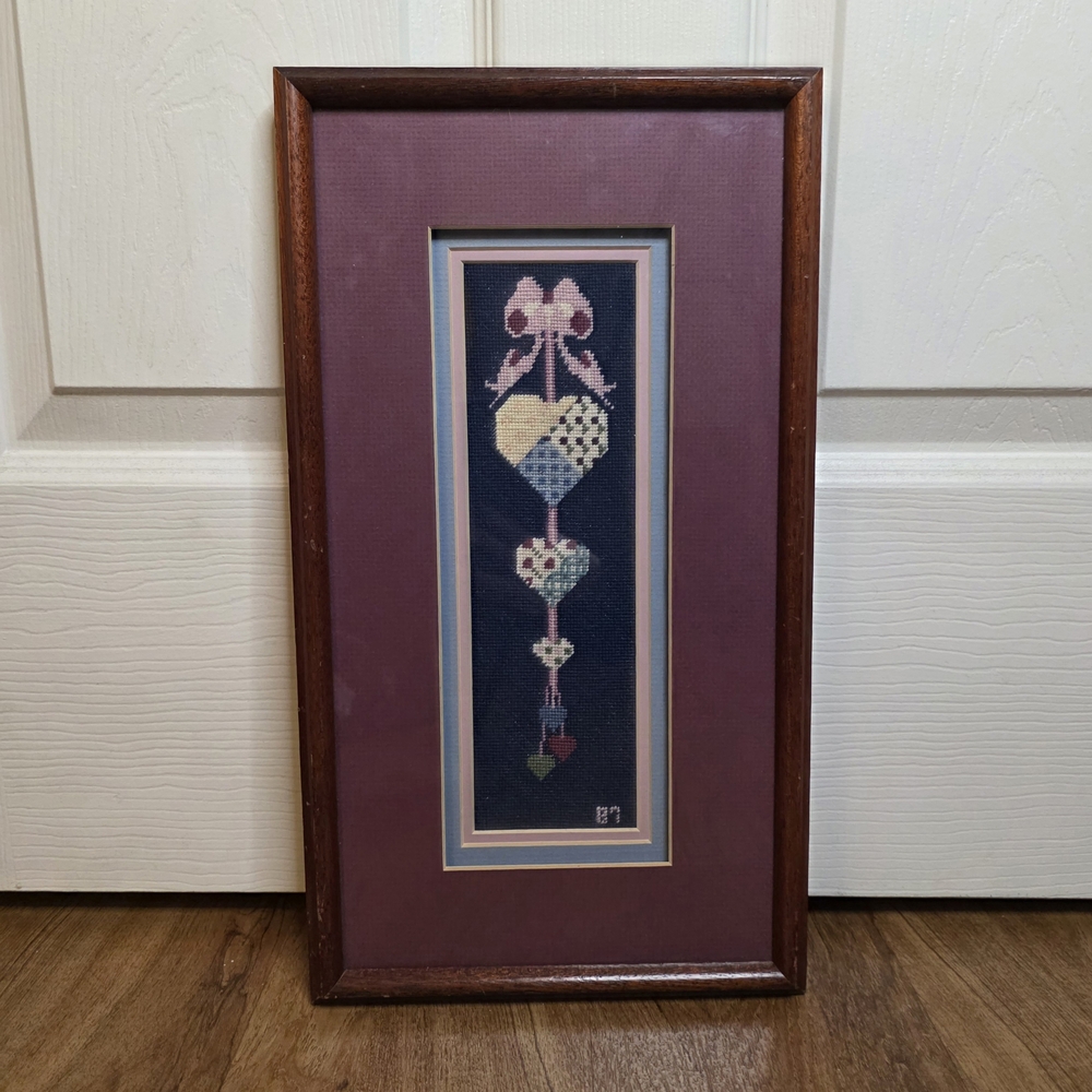 Vintage 1987 Framed Handmade Cross Stitch Artwork